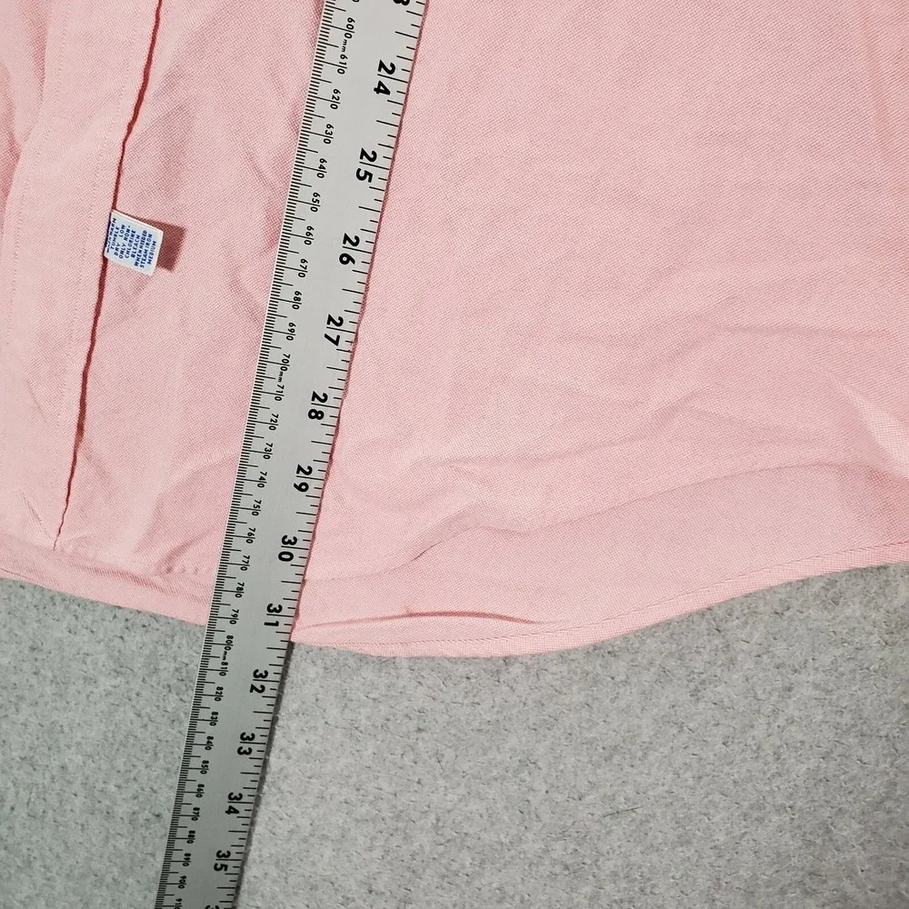 VINTAGE Ralph Lauren Men Button Up Shirt 34 Pink Embroidered Logo Collar